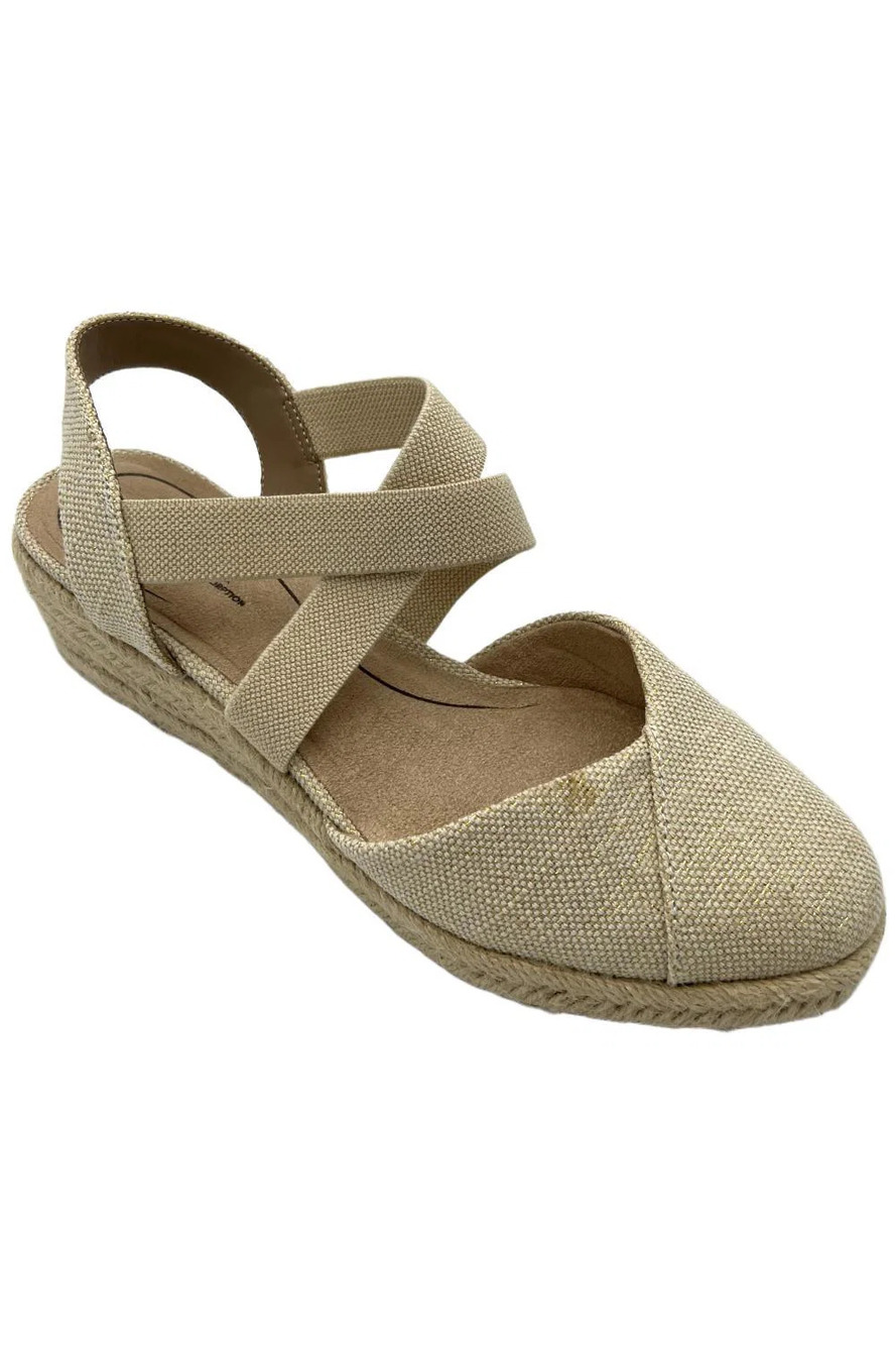 Life Stride Women's Kimball Espadrille Wedged Sandal Natural Gold - Wide